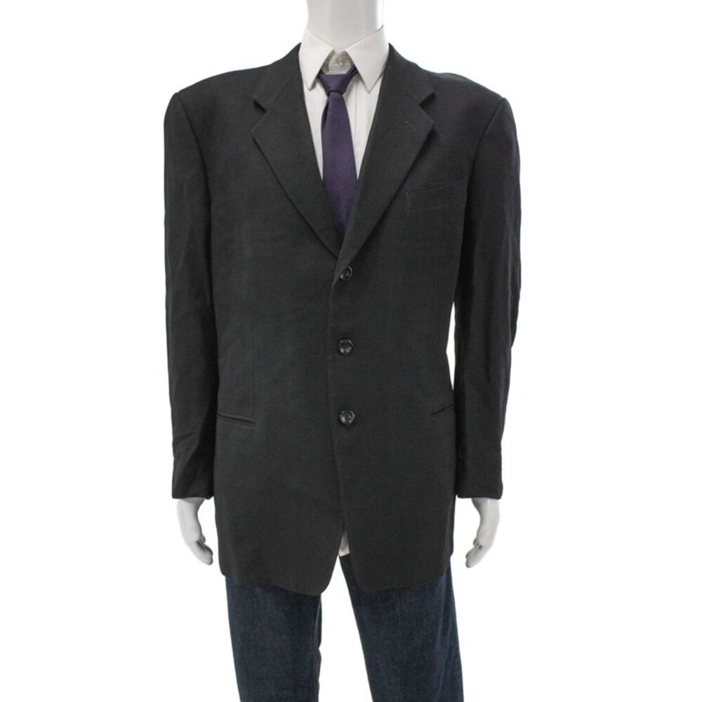Armani Collezioni Mens Gray Geometric Wool Viscose Blazer Size 42